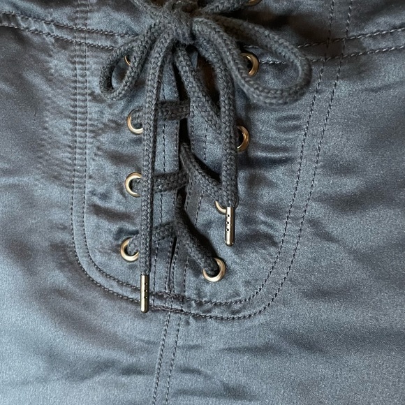 Silence + Noise Lace Up Navy Blue‎ Mini Skirt with Red Blue Stripes Size Small - Picture 4 of 6